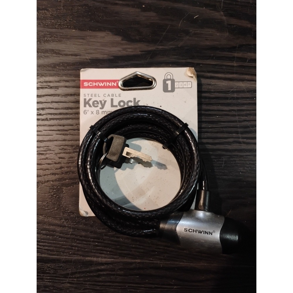 Schwinn Twisted Steel Cable Keyed Bike Lock 6' x 8mm, NIP